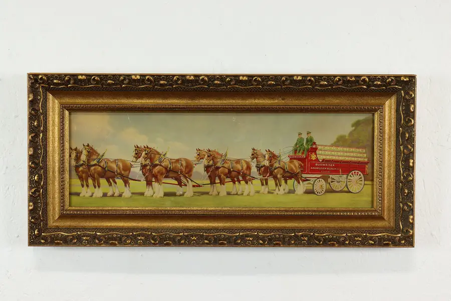 Photo of Budweiser Clydesdale Antique Advertisement Print, Modern Frame 29.5"