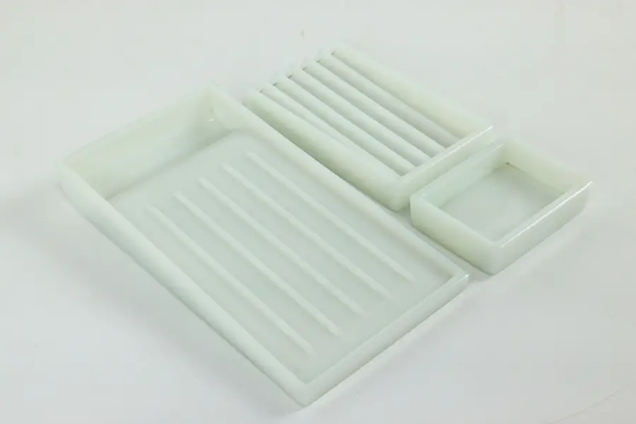 Photo of Set of Three Antique Milk Glass Dental Trays, Two Rivers WI