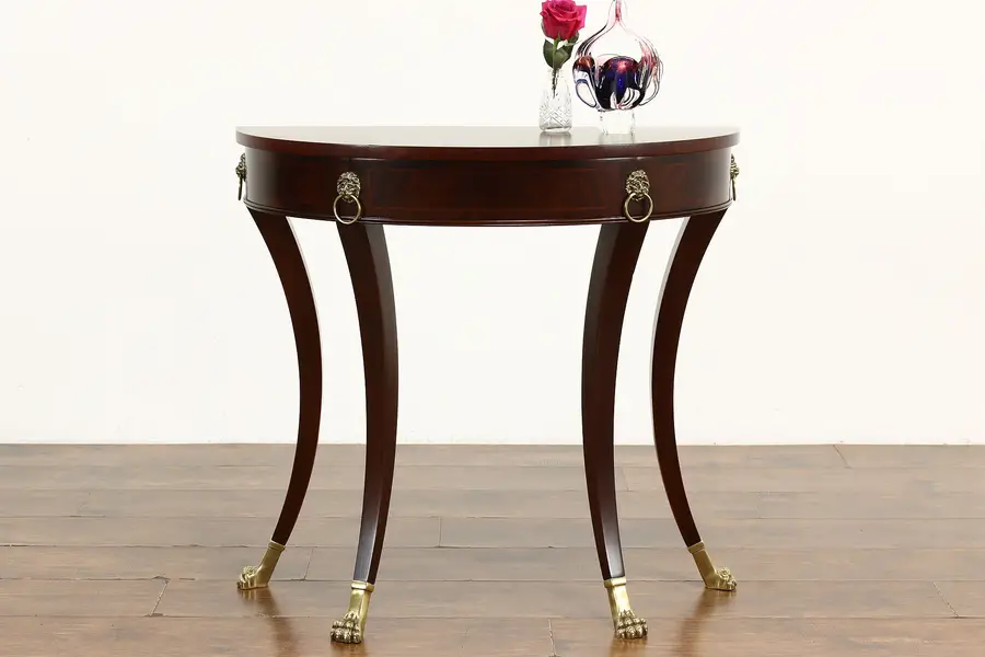 Photo of Georgian Style Vintage Mahogany Demilune Console table, EJ Victor