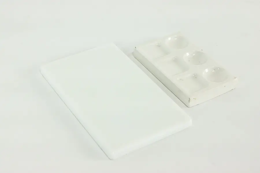 Photo of Vintage Pair of Milk Glass & Ceramic Artist Tool Trays