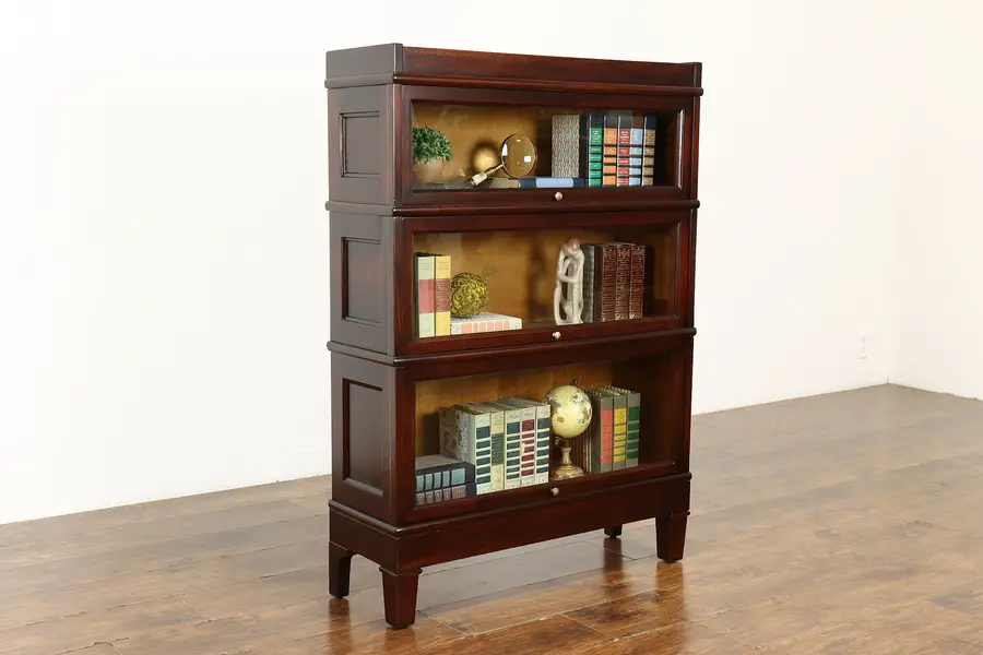 Photo of Mahogany Antique 3 Stack Lawyer, Office or Library Bookcase, Macey
