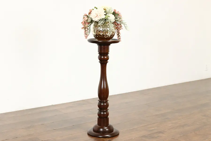 Photo of Traditional Antique Mahogany Sculpture Pedestal or Plant Stand