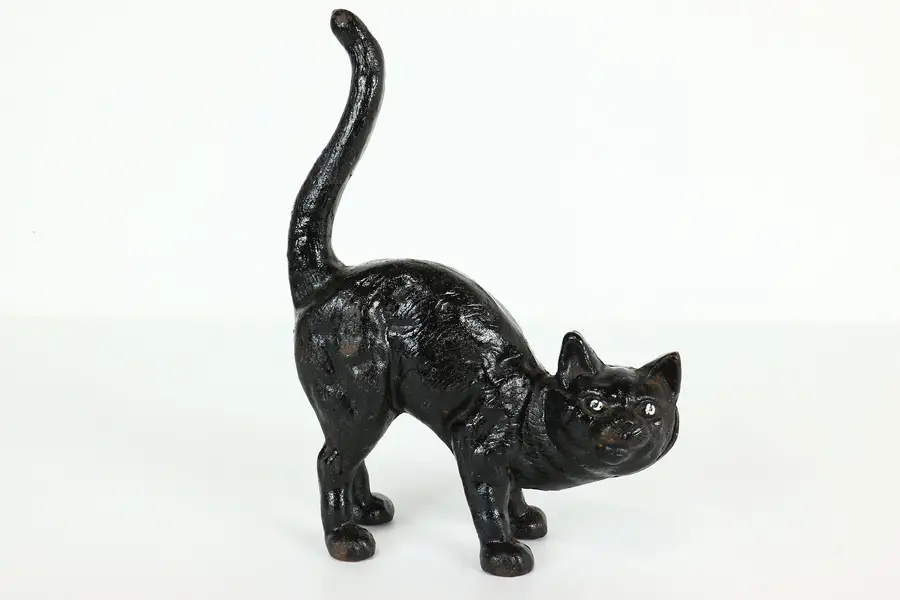 Photo of Victorian Farmhouse Antique Painted Cast Iron Cat Door Stop