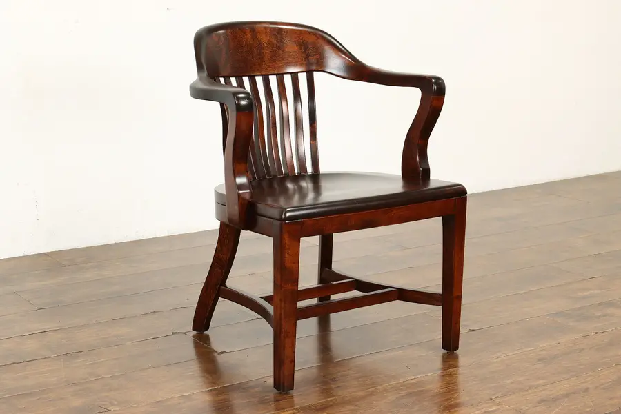 Photo of Birch Antique Office, Banker, Library or Desk Chair, Marble