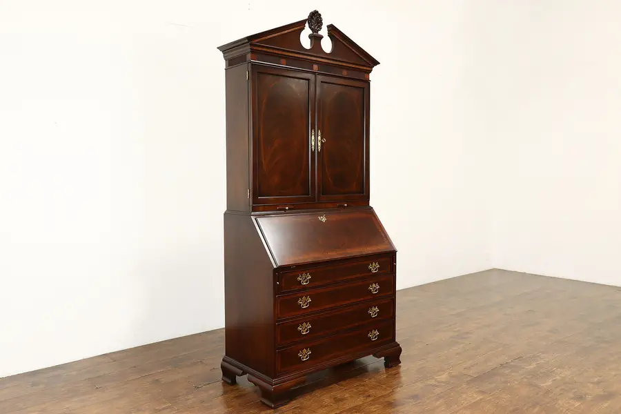 Photo of Georgian Vintage Mahogany Secretary & Bookcase, Secret Drawer, Heritage