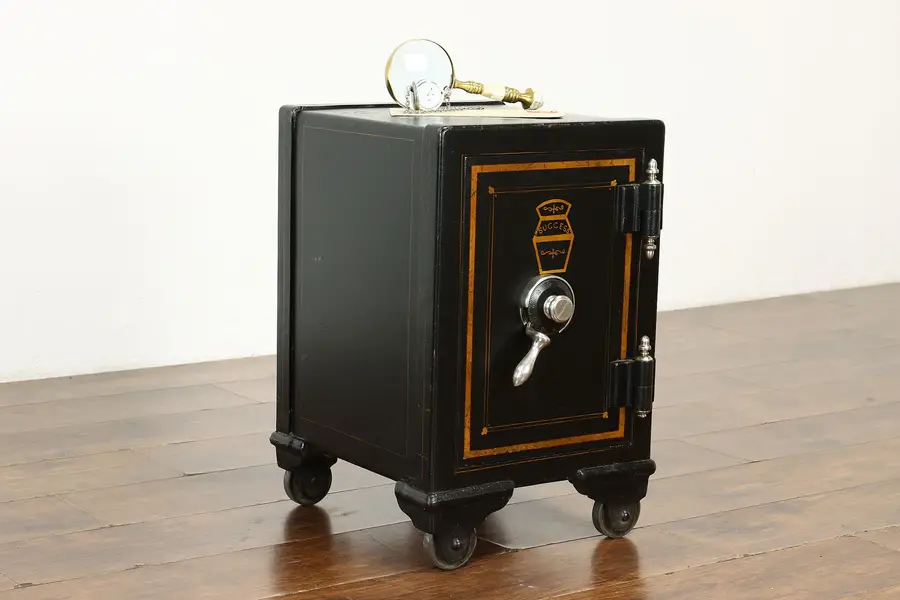 Photo of Victorian Antique Industrial Salvage Iron Combination Lock Safe, Success
