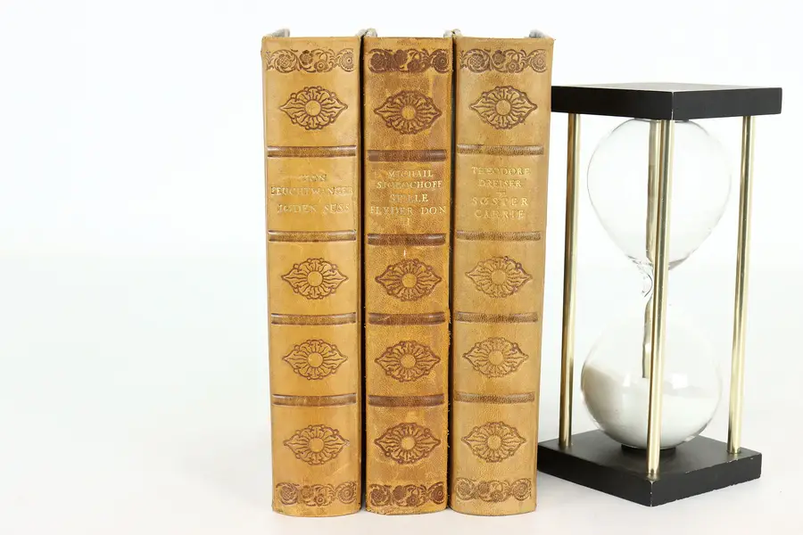 Photo of Set of 3 Leatherbound & Gold Tooled Norwegian Books
