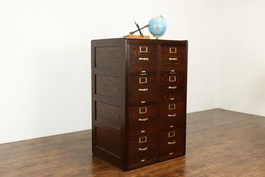 Photo of Oak Quarter Sawn Antique Double Office File Cabinet, Library Bureau