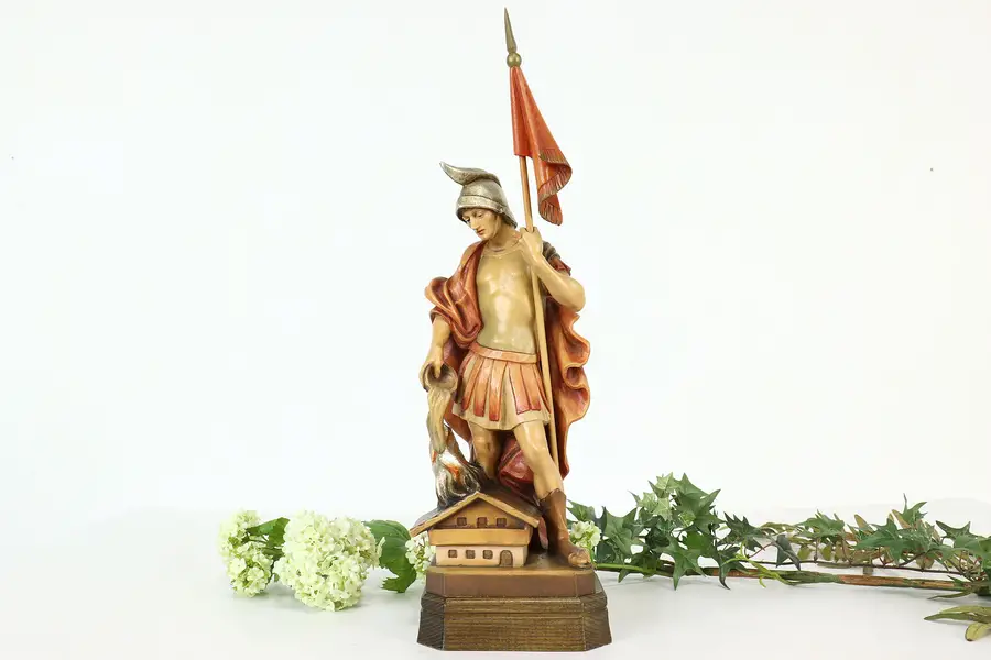 Photo of Mars Roman God of War Vintage Hand Carved Painted Alpine Sculpture