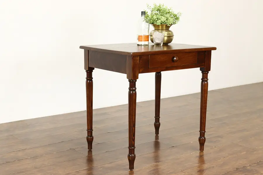 Photo of Farmhouse Antique Ash Nightstand, Desk, Side, End or Lamp Table