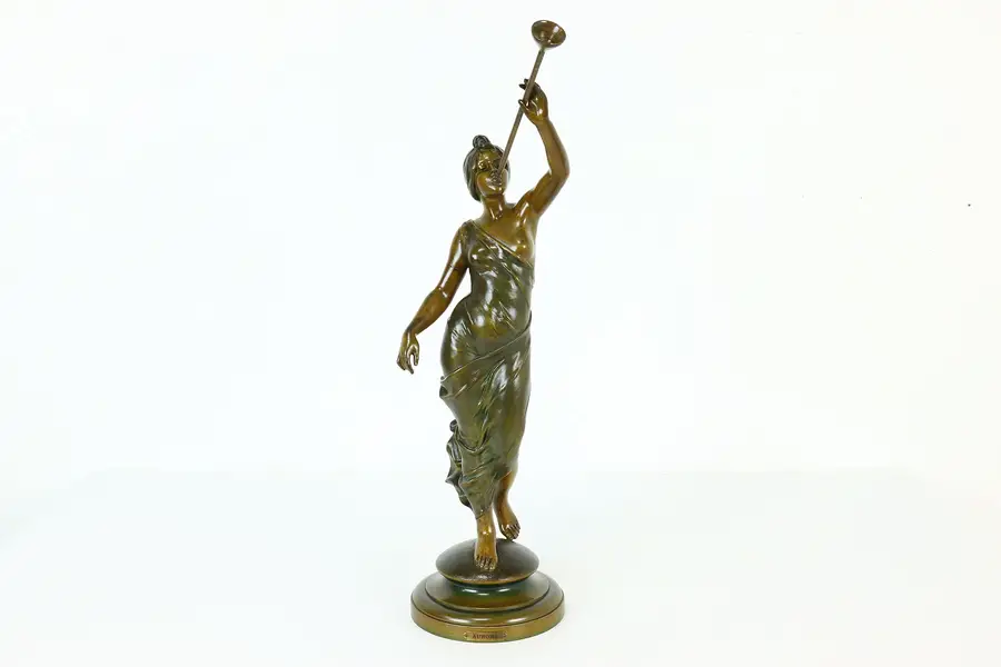 Photo of Art Nouveau Antique Patinated Sculpture, Aurora Goddess of Dawn, B & H