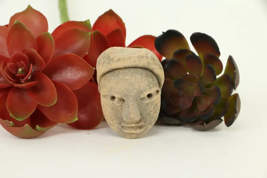 Photo of Pre-Columbian Mayan Style Miniature Terracotta Red Clay Head Age Unknown