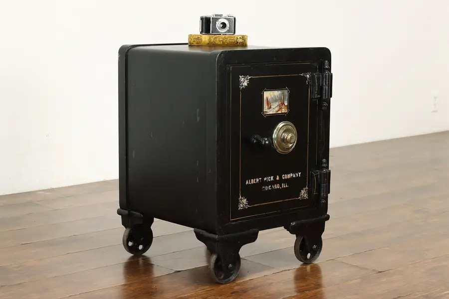 Photo of Victorian Antique Industrial Salvage Iron Safe, Combination Lock, Pick