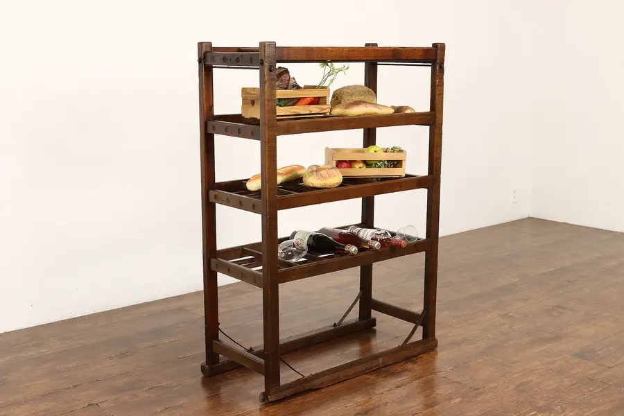 Photo of Farmhouse Antique Rustic Industrial Bakery Cooling Rack or Wine Rack