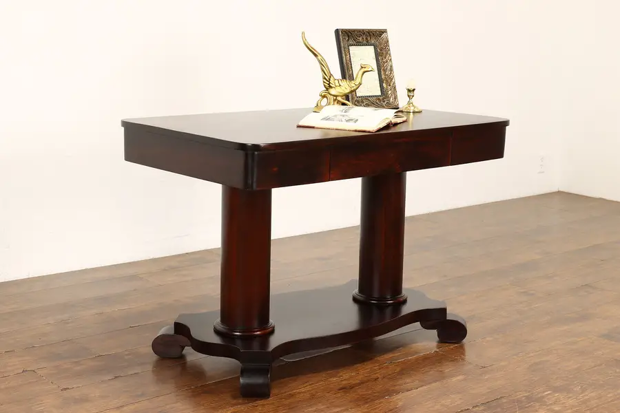 Photo of Empire Antique Birch Office, Hall or Library Table, Kiel Milwaukee