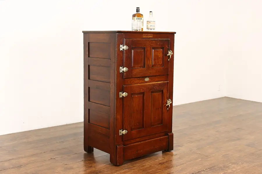 Photo of Farmhouse Antique Kitchen Pantry Oak Ice Box Refrigerator, Standard