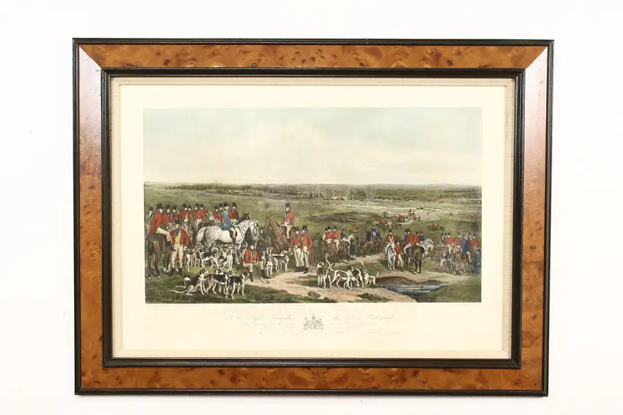 Photo of Ascot Heath Her Majesty's Stags Antique Etching 1839 after Grant 40"
