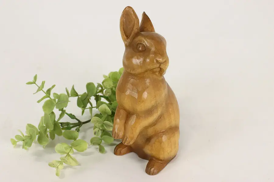 Photo of Swiss Alpine Folk Art Hand Carved Vintage Bunny Rabbit Sculpture