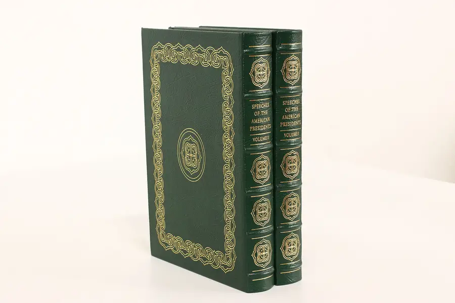 Photo of Easton Pair of American President Speeches Leatherbound Gold Tooled Books