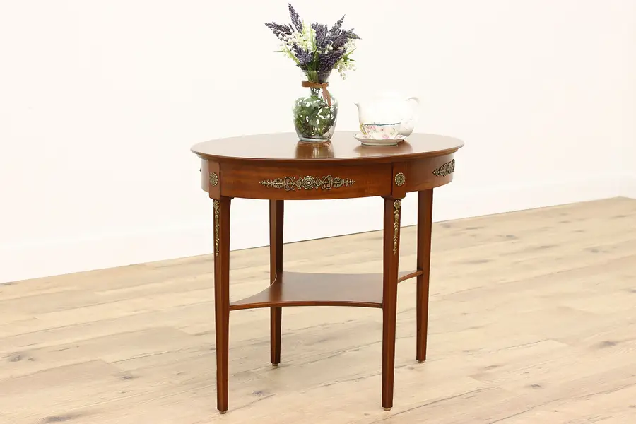 Photo of Classical Vintage Oval Mahogany & Marquetry Coffee Table