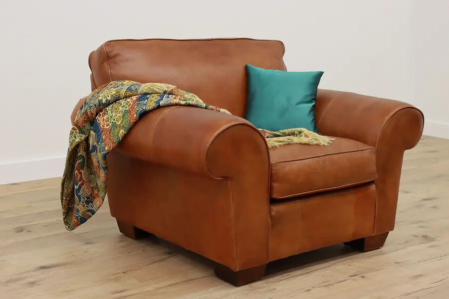 Photo of Traditional Leather Vintage Office or Library Club Chair, Bauhaus USA