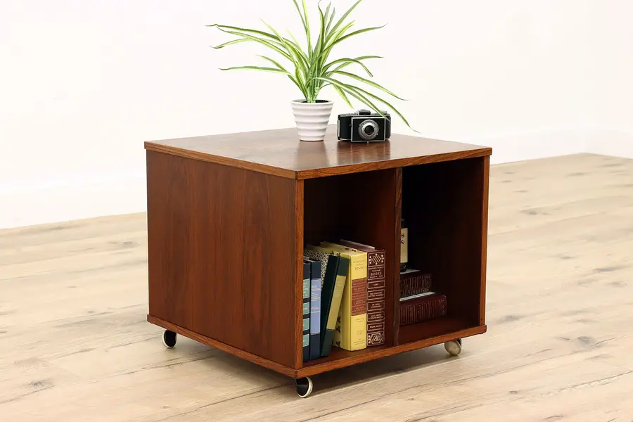 Photo of Midcentury Modern Vintage Rosewood Rolling Coffee, Side or End Table