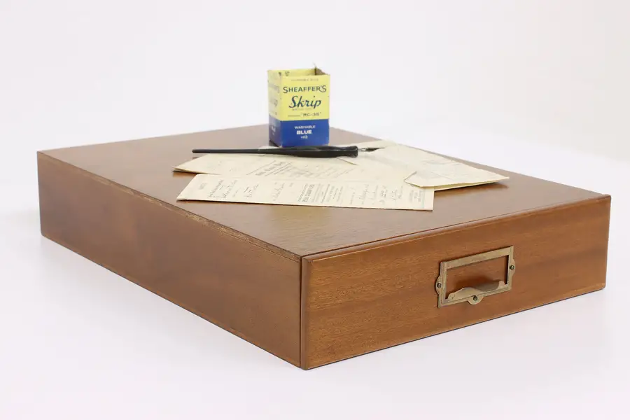 Photo of Midcentury Modern Vintage Desktop Jewelry or Collector File, Nega