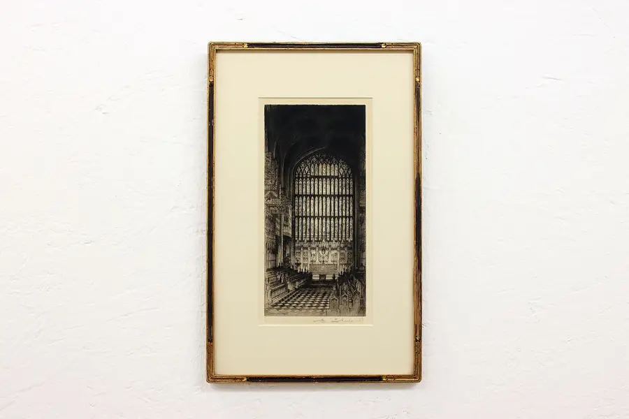 Photo of St. George's Chapel Windsor Antique Original Etching, Sharland 16.5"