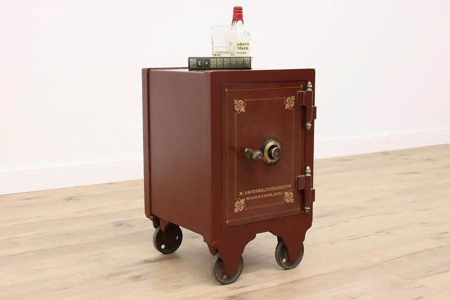 Photo of Victorian Antique Industrial Salvage Iron Combination Lock Safe, Dreher