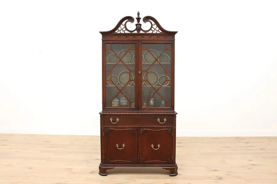 Photo of Georgian Design Vintage Mahogany China or Display Cabinet, Bernhardt