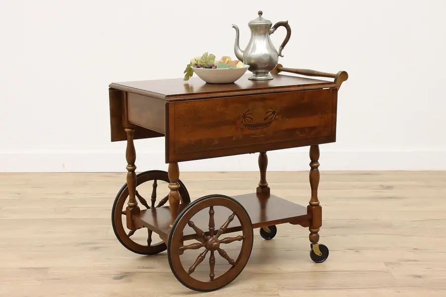 Photo of Traditional Vintage Birch Rolling Bar or Tea Cart, Heywood Wakefield