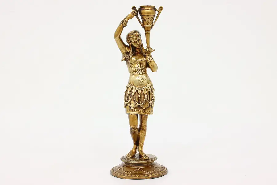 Photo of Cleopatra Antique Egyptian Woman Statue Gilt Bronze Sculpture