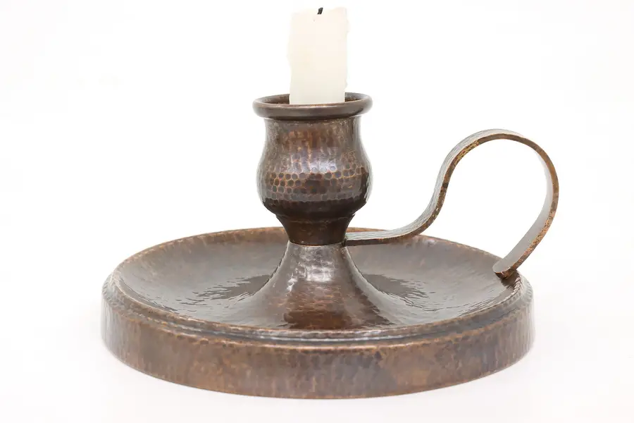 Photo of Farmhouse Hammered Copper Antique Craftsman Chamber Stick Candle Holder