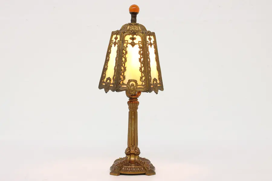 Photo of Renaissance Stained Glass Antiqiue Office or Boudoir Desk Lamp