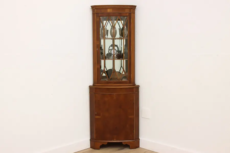 Photo of Traditional English Vintage Corner China Cabinet or Display Cupboard