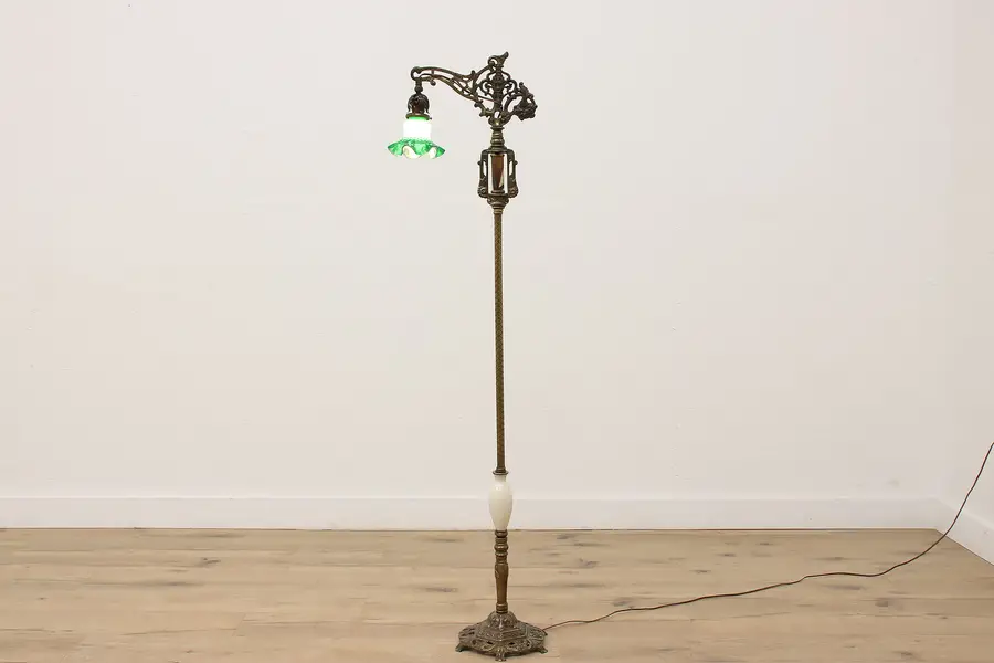 Photo of Victorian Antique Floor Reading or Swivel Bridge Lamp, W & E Co.