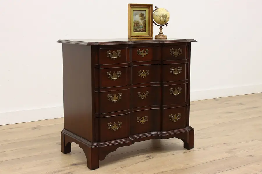 Photo of Georgian Vintage Traditional Block Front Mahogany Chest, Hickory