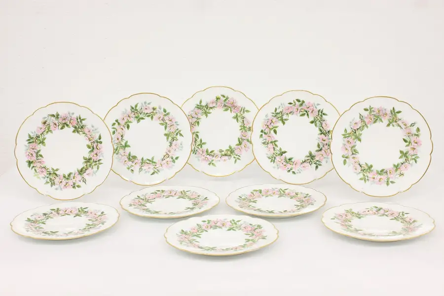 Photo of Set of 10 Hand Painted French Limoges Antique 9.5" Plates