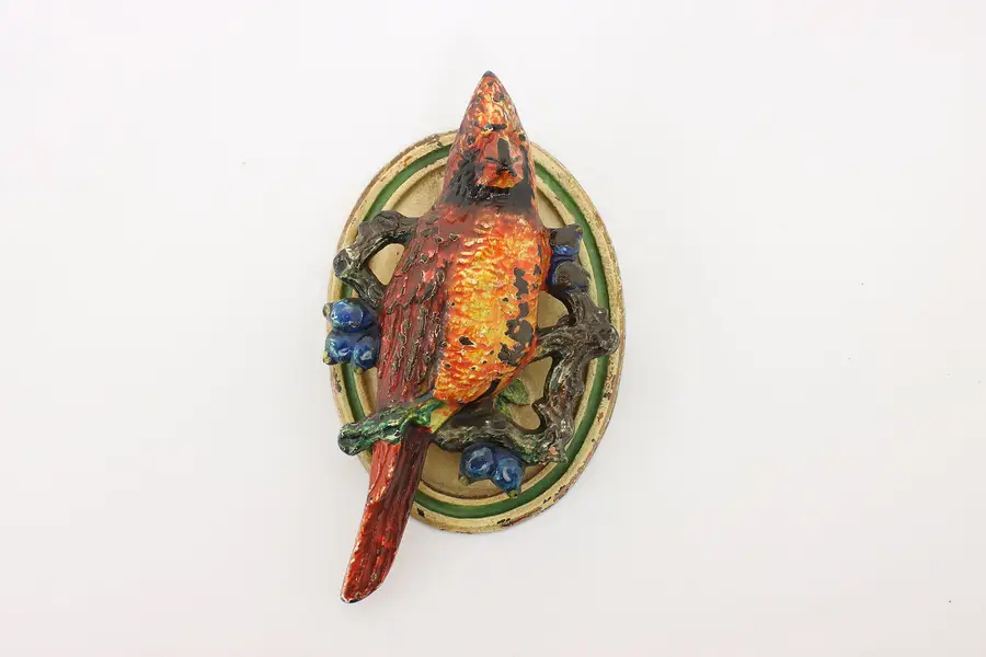 Photo of Victorian Salvage Antique Cast Iron Painted Cardinal Door Knocker