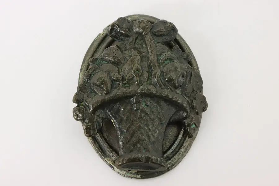 Photo of Victorian Salvage Antique Cast Iron Painted Flower Basket Door Knocker