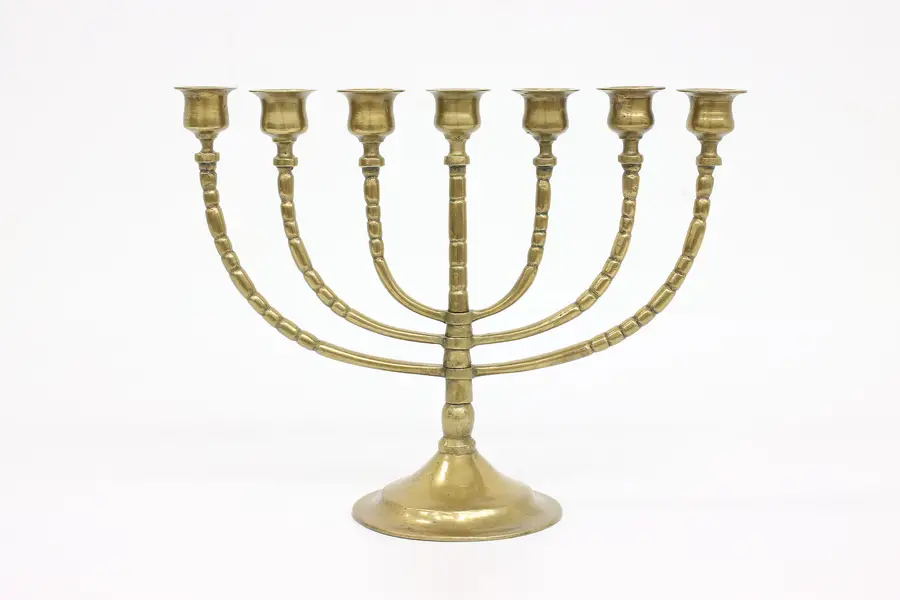 Photo of Traditional Vintage Brass 7 Arm Menorah Candle Holder