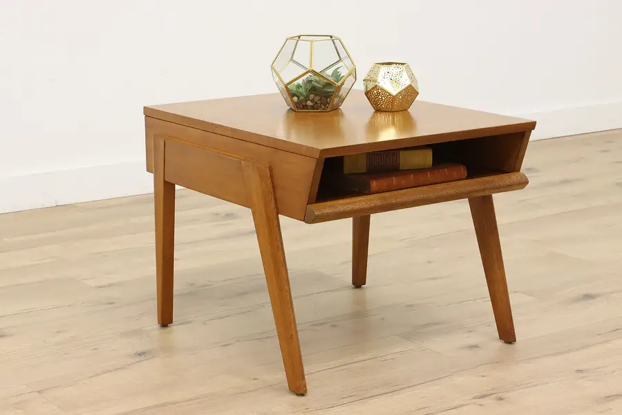 Photo of Midcentury Modern Vintage Mahogany Nightstand or End Table, Brown-Saltman