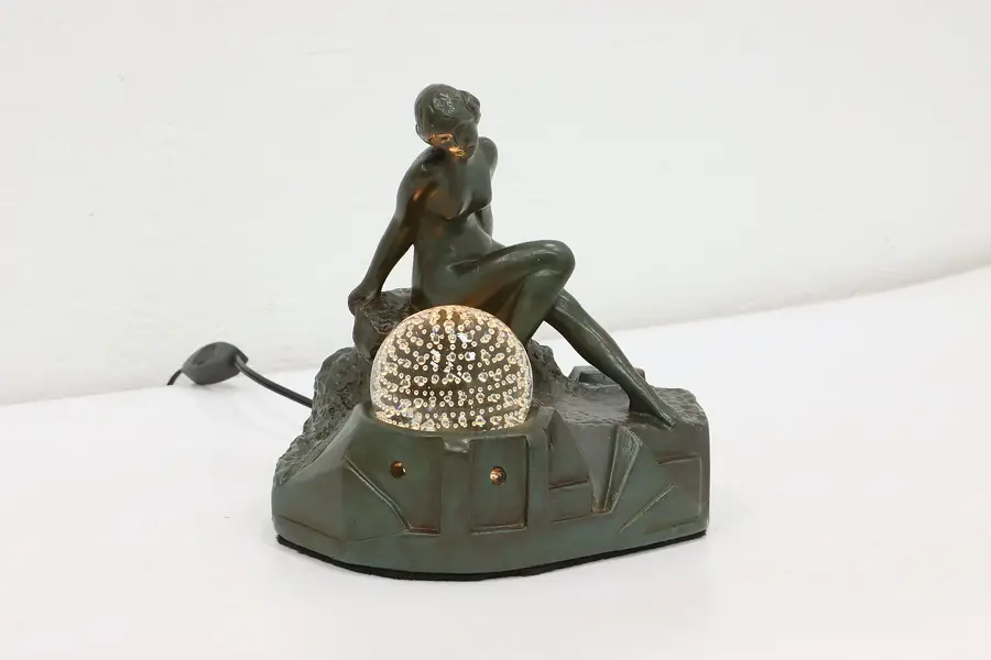 Photo of Art Deco1930s Vintage Nude Sculpture & Paperweight Lamp, Mackey