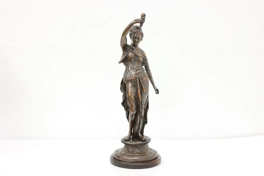 Photo of Greek Goddess Sculpture Vintage Bronze Finish Classical Statue