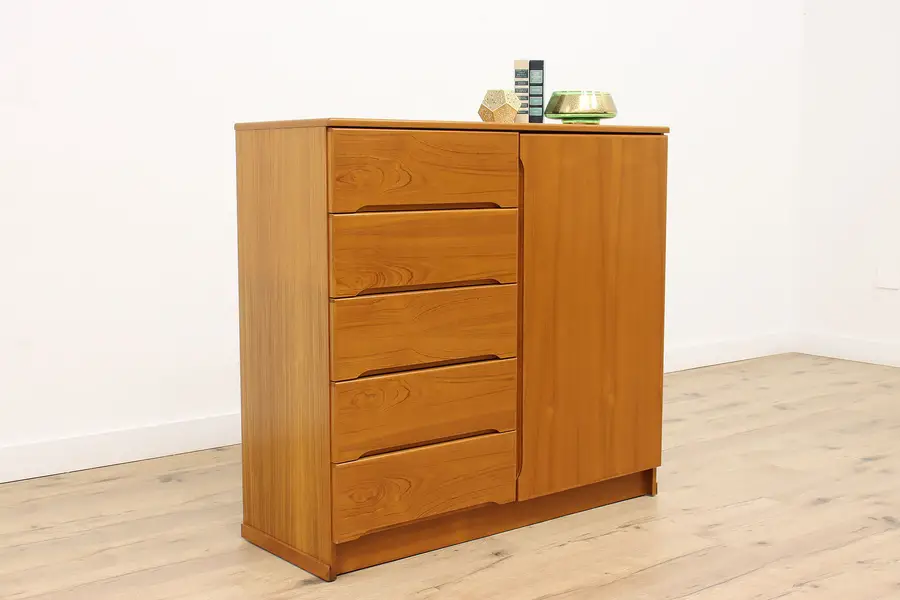 Photo of Midcentury Modern Vintage Danish Teak Chifferobe, Wardrobe, Tall Chest