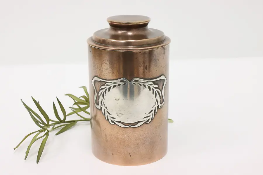 Photo of Arts & Crafts Antique Bronze & Sterling Silver Humidor Container, Heintz