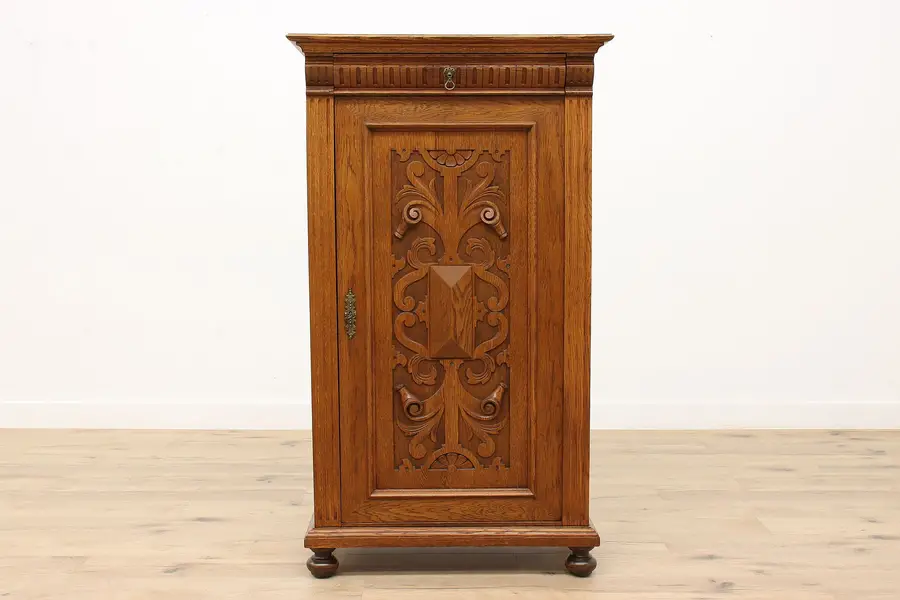 Photo of Renaissance Design Antique Austrian Carved Oak Armoire, Wardrobe, Closet