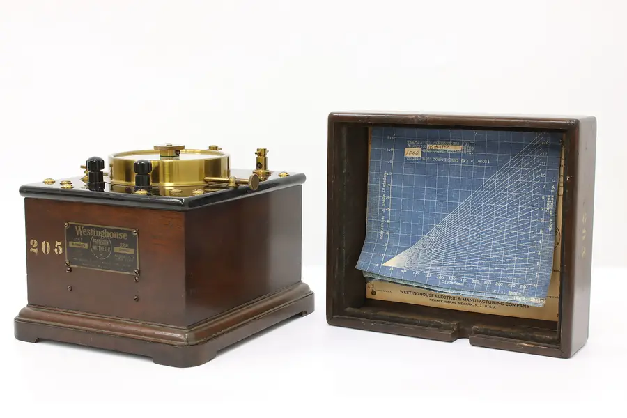 Photo of Industrial Salvage Antique 1922 Watt Meter Gauge & Case, Westinghouse
