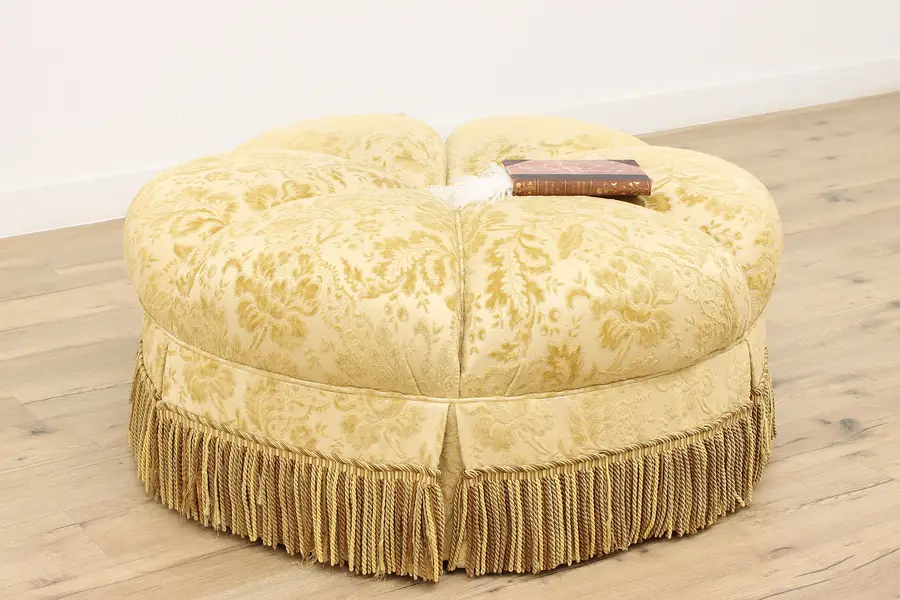 Photo of Contemporary Large Round Ottoman Bench with Fringe, Century