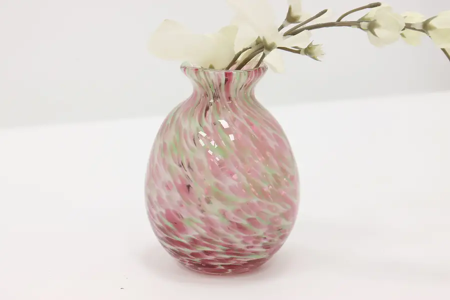 Photo of Italian Murano Pink & Green Vintage Blown Art Glass Vase